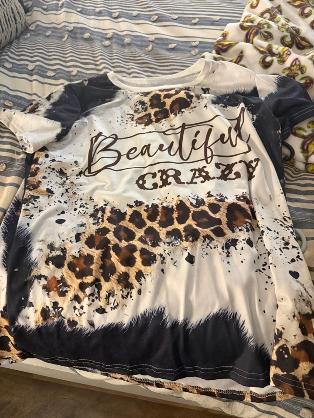 Beautiful Crazy Leopard Print Tee - White, Brown & Black